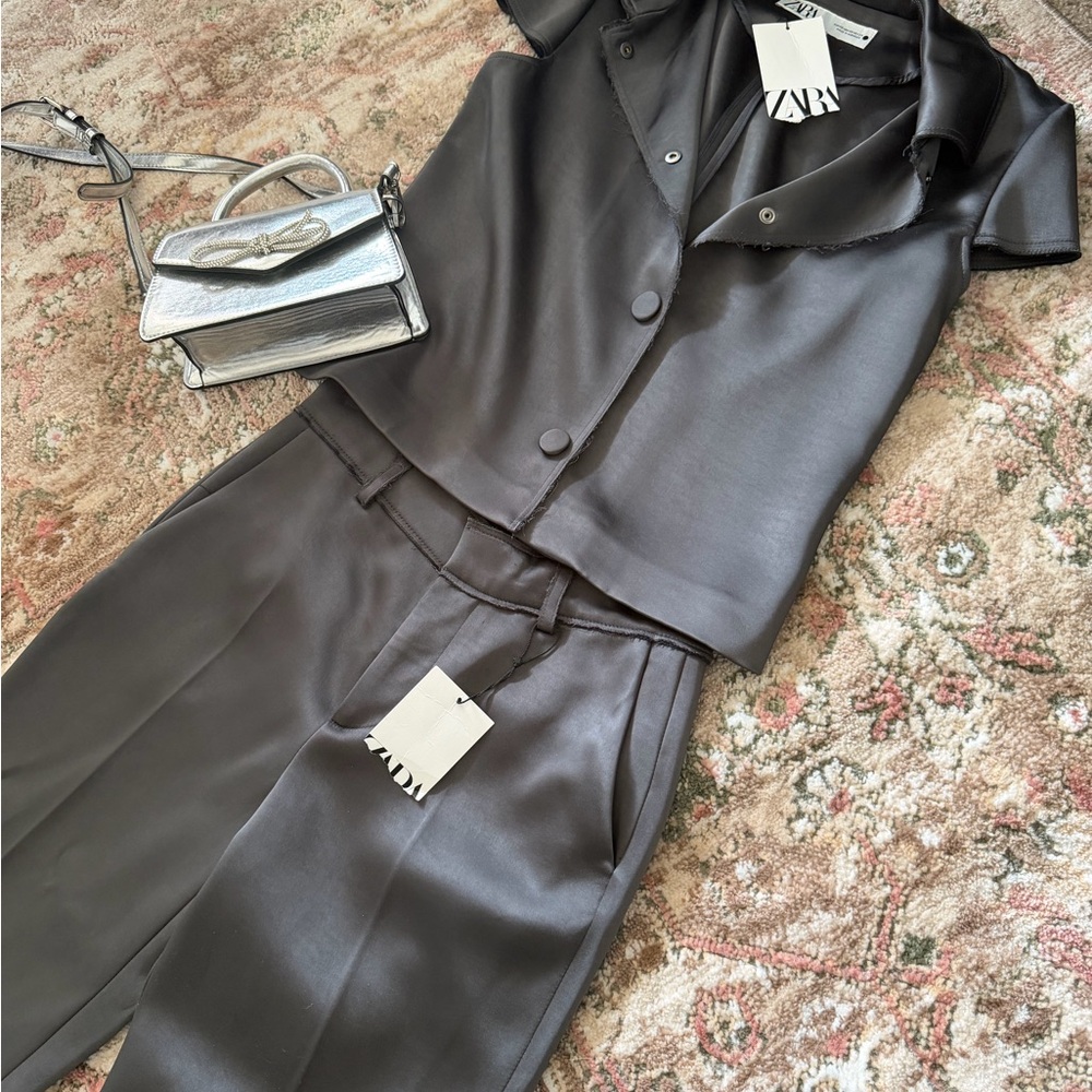 Zara Lavender Cropped Jacket and Matching Trousers Set - Picture 2 of 3